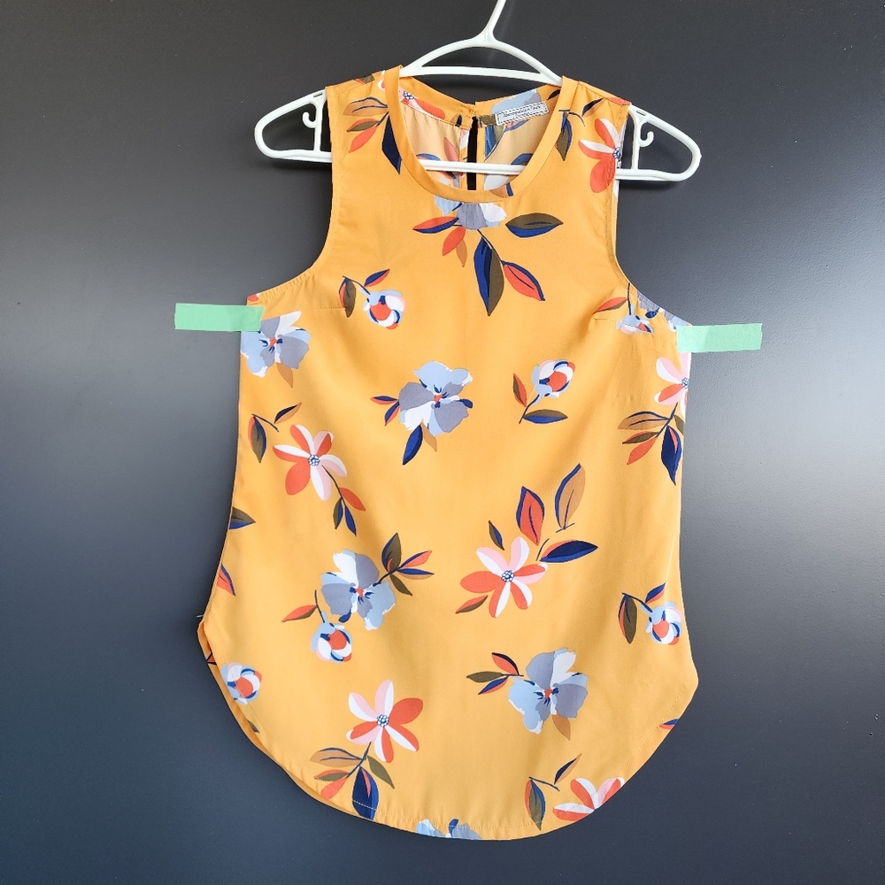 ABERCROMBIE & FITCH ORANGE FLORAL SLEEVELESS BLOUSE ~ SIZE XS